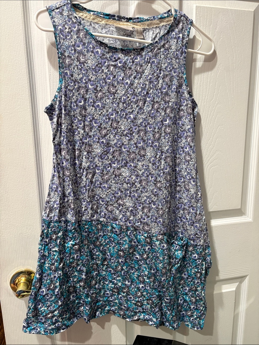 Logo cotton and modal asymmetrical hem floral tank